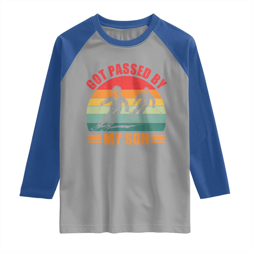 Funny Skiing Ski Dad Raglan Shirt Got Passed By My Son Retro Vintage - Wonder Print Shop