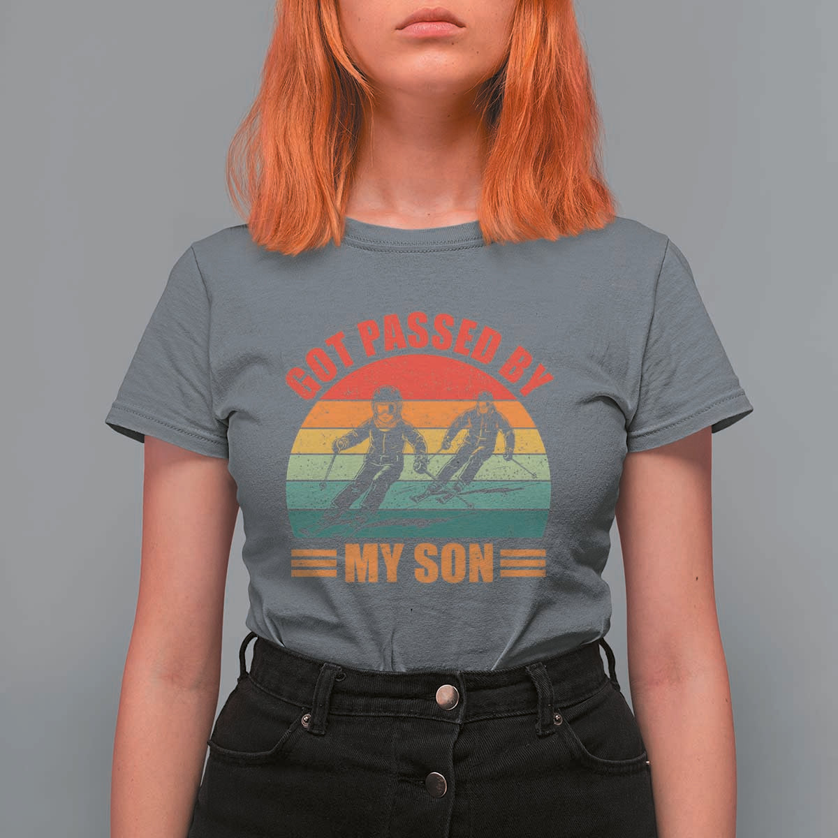Funny Skiing Ski Dad T Shirt For Women Got Passed By My Son Retro Vintage - Wonder Print Shop