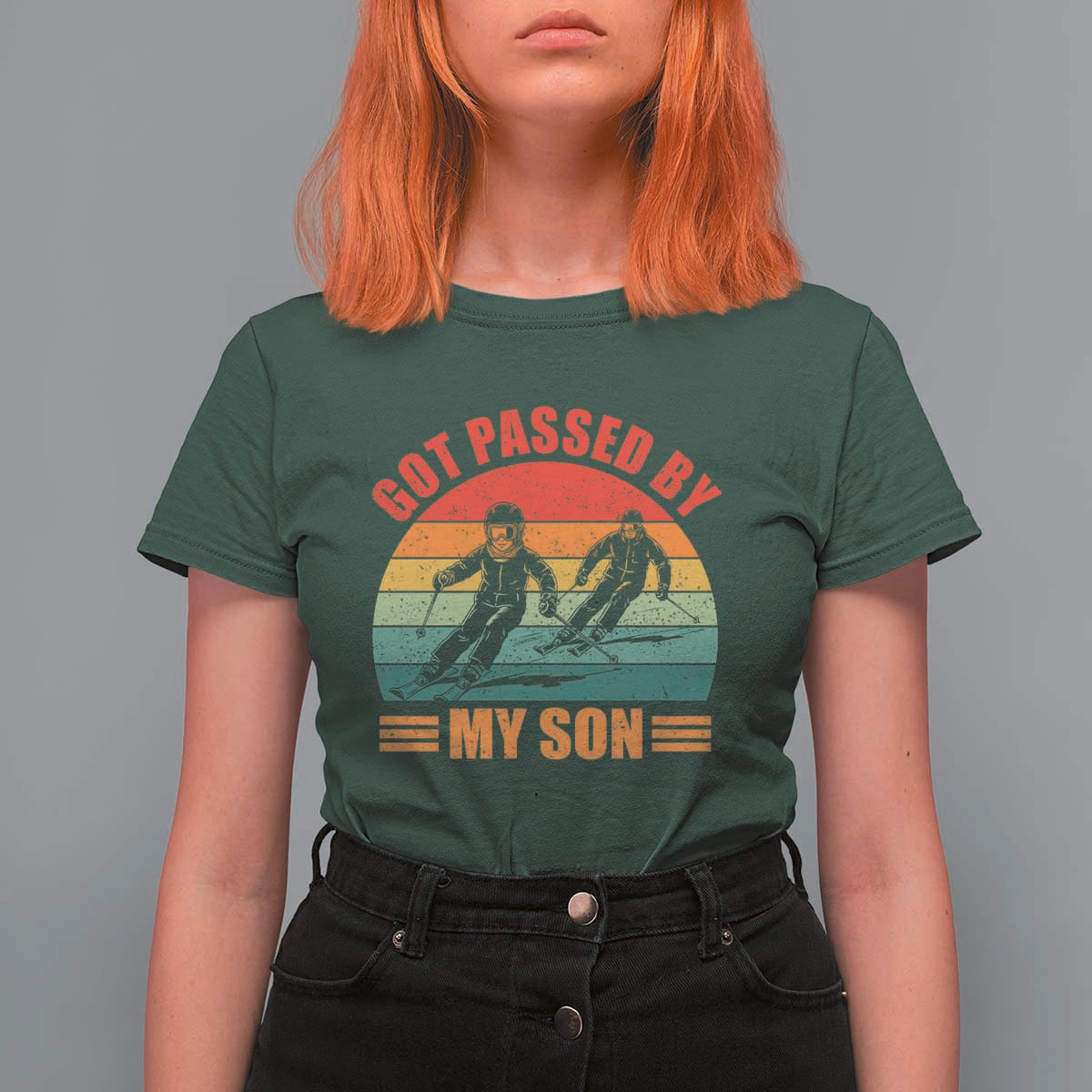 Funny Skiing Ski Dad T Shirt For Women Got Passed By My Son Retro Vintage - Wonder Print Shop