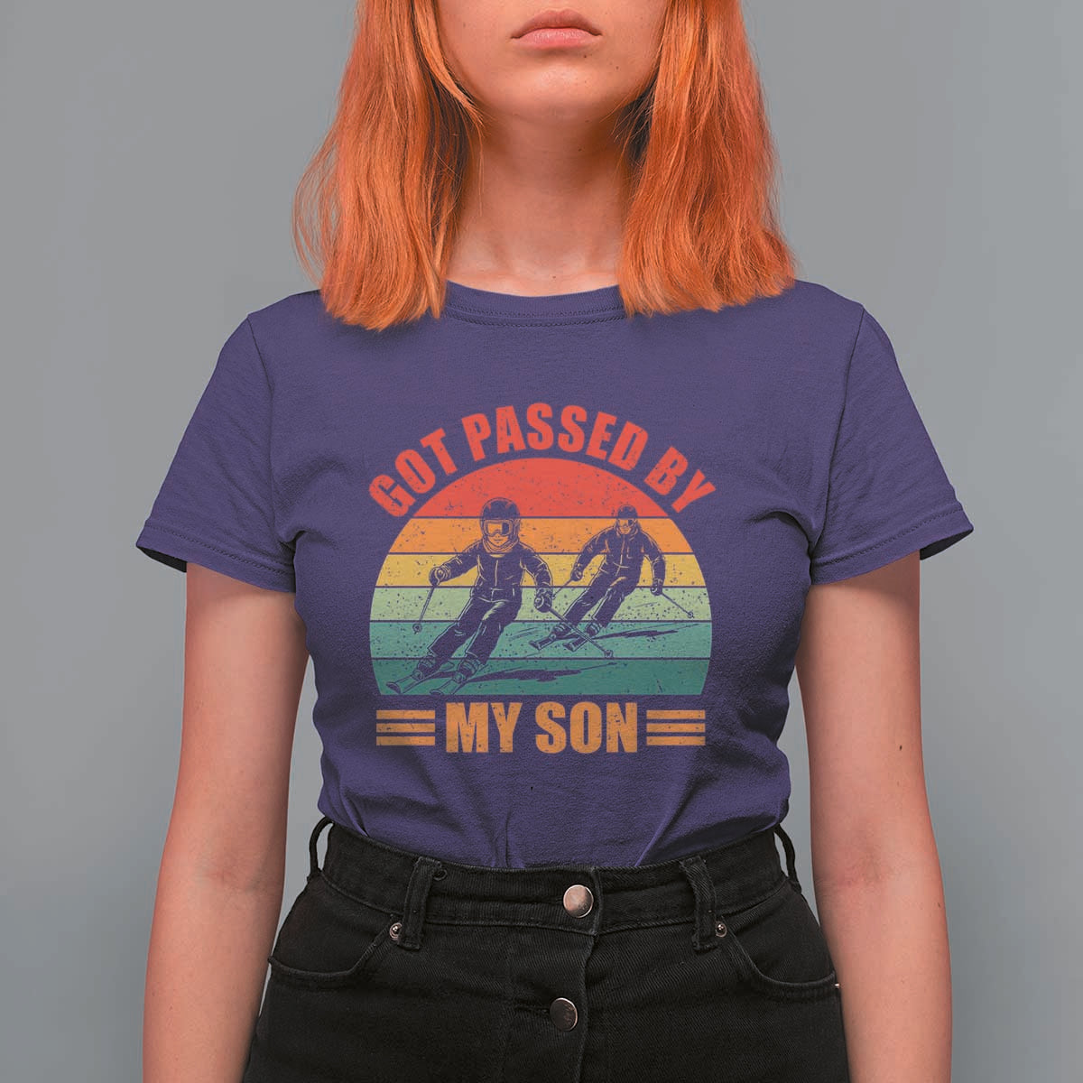 Funny Skiing Ski Dad T Shirt For Women Got Passed By My Son Retro Vintage - Wonder Print Shop