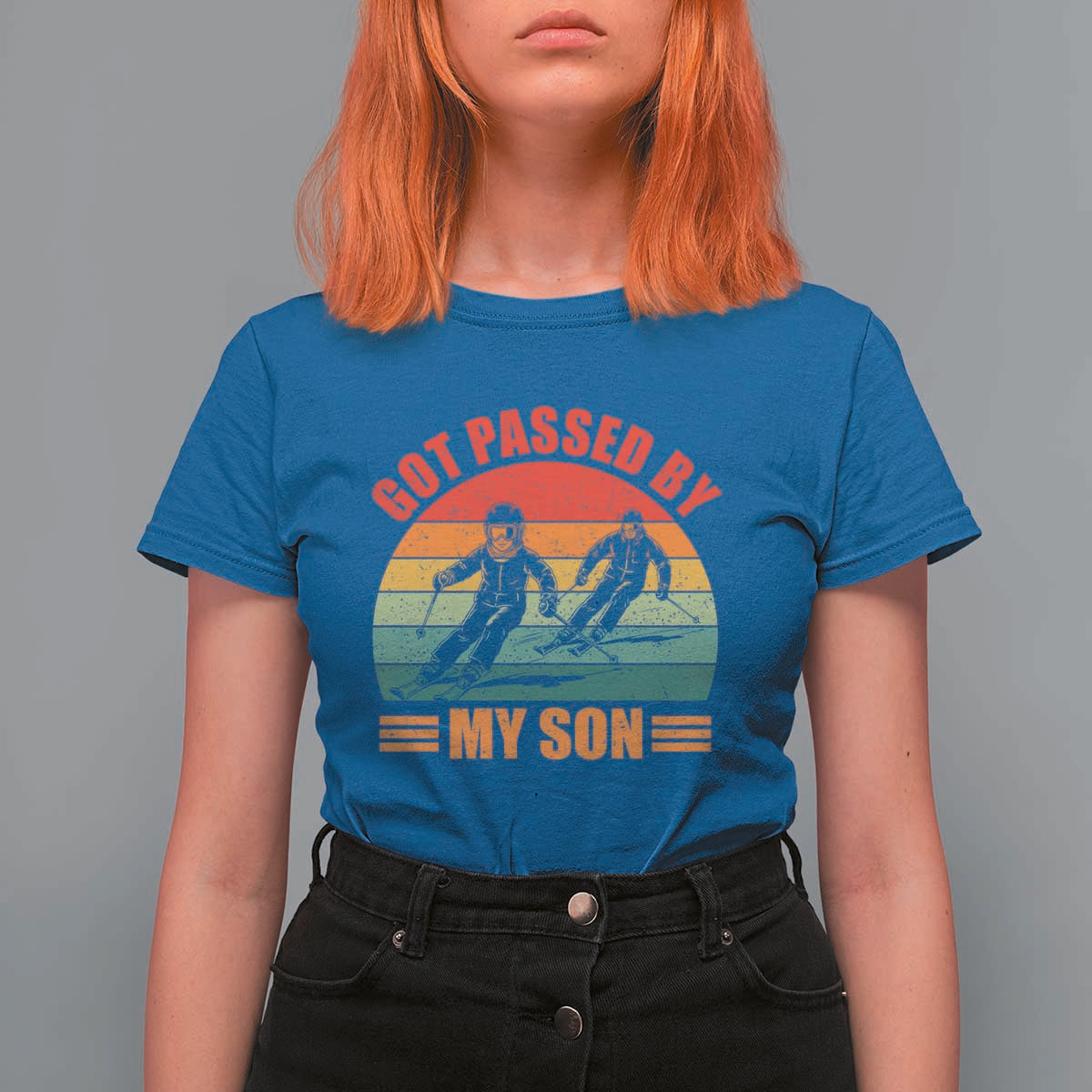 Funny Skiing Ski Dad T Shirt For Women Got Passed By My Son Retro Vintage - Wonder Print Shop