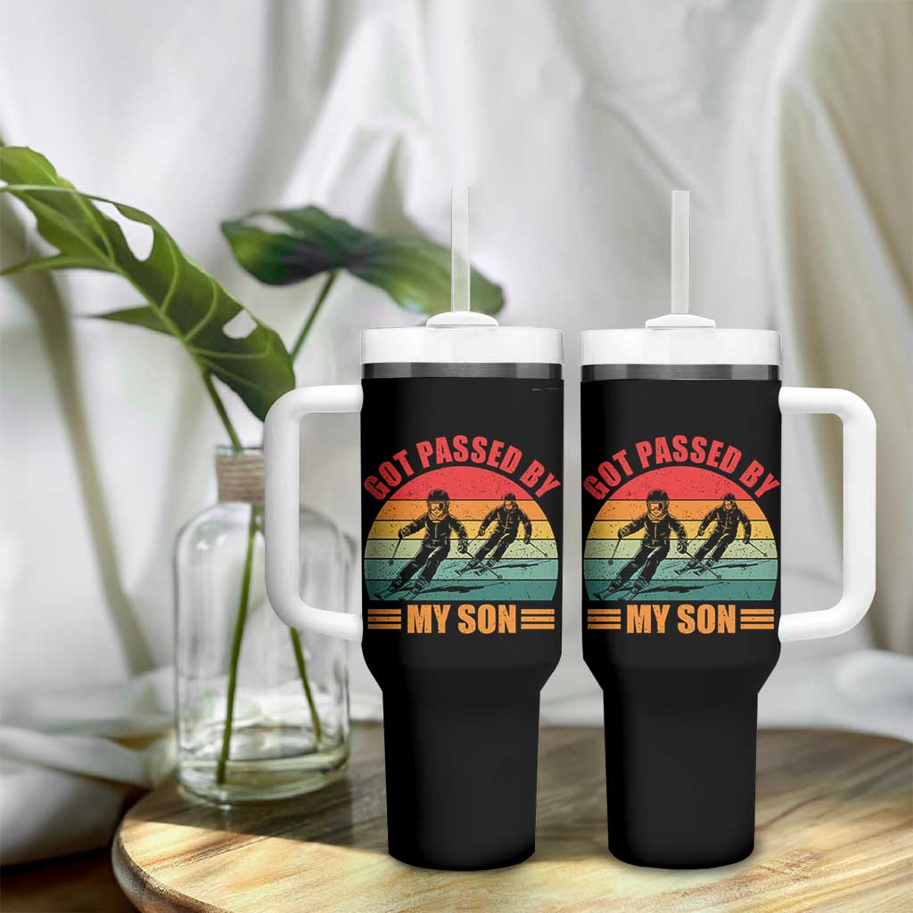 Funny Skiing Ski Dad Tumbler With Handle Got Passed By My Son Retro Vintage - Wonder Print Shop