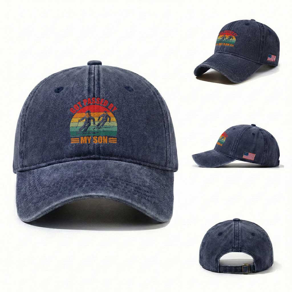 Funny Skiing Ski Dad Washed Cotton Baseball Cap Got Passed By My Son Retro Vintage