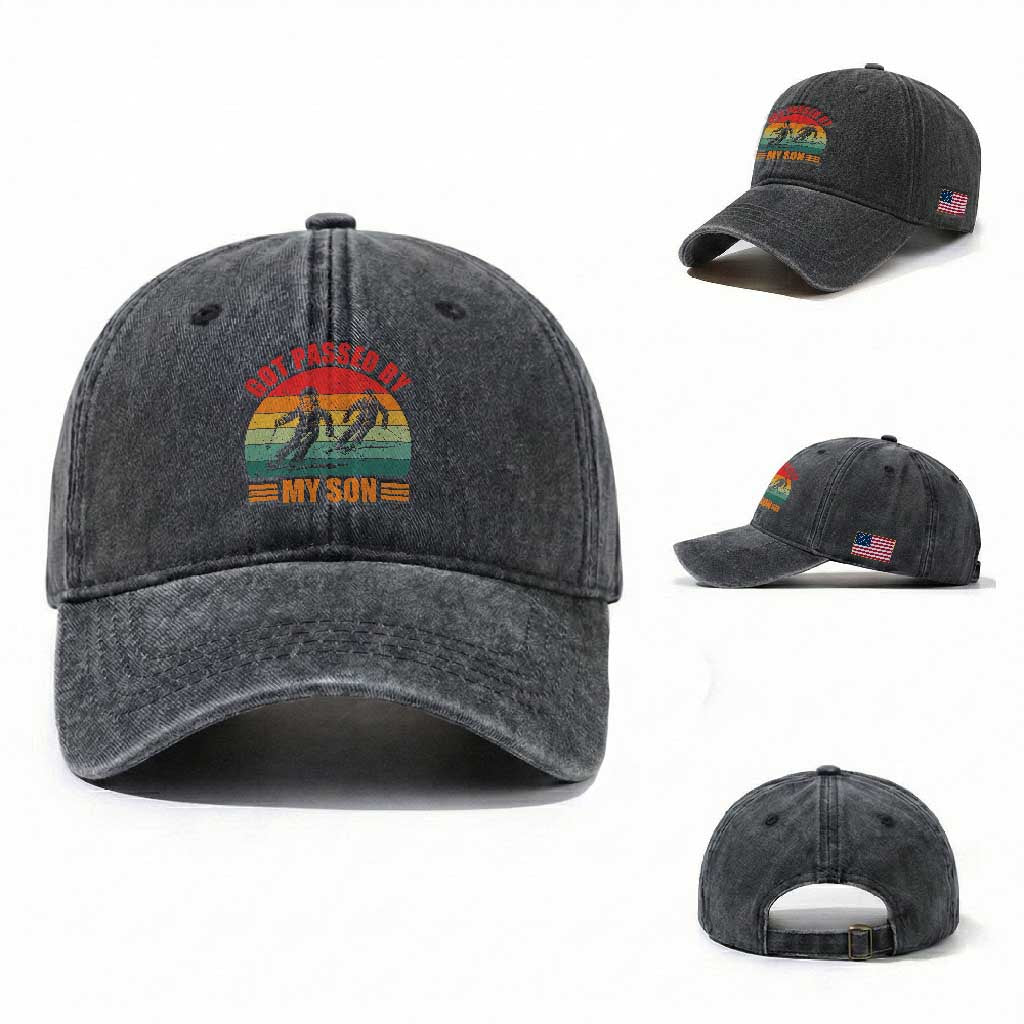 Funny Skiing Ski Dad Washed Cotton Baseball Cap Got Passed By My Son Retro Vintage
