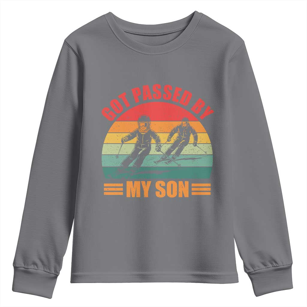 Funny Skiing Ski Dad Youth Sweatshirt Got Passed By My Son Retro Vintage - Wonder Print Shop