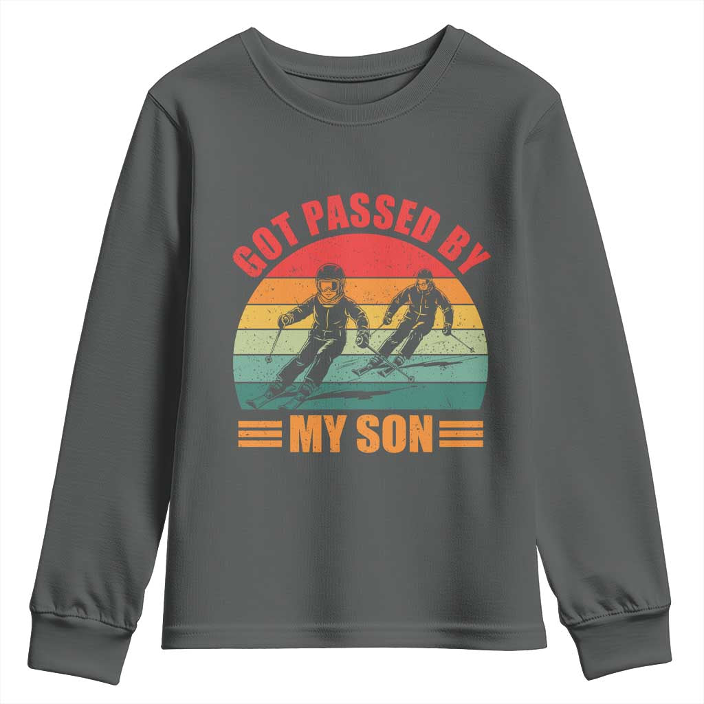 Funny Skiing Ski Dad Youth Sweatshirt Got Passed By My Son Retro Vintage - Wonder Print Shop