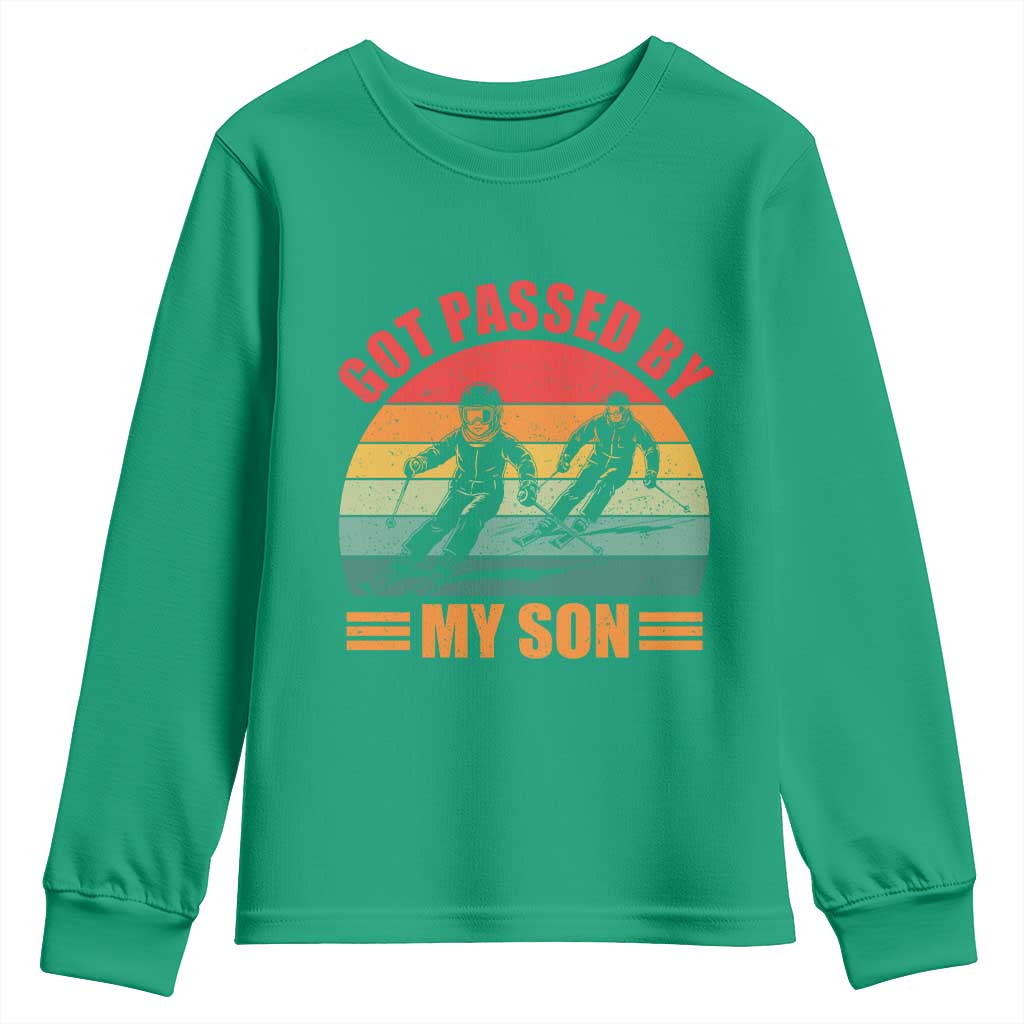Funny Skiing Ski Dad Youth Sweatshirt Got Passed By My Son Retro Vintage - Wonder Print Shop