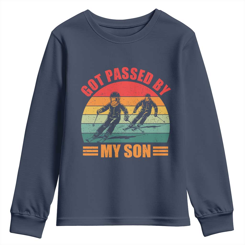 Funny Skiing Ski Dad Youth Sweatshirt Got Passed By My Son Retro Vintage - Wonder Print Shop