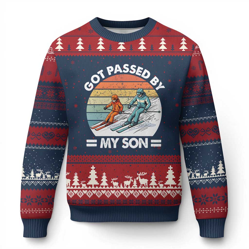 Funny Ski Dad Ugly Christmas Sweater Got Passed By My Son Retro Vintage - Wonder Print Shop