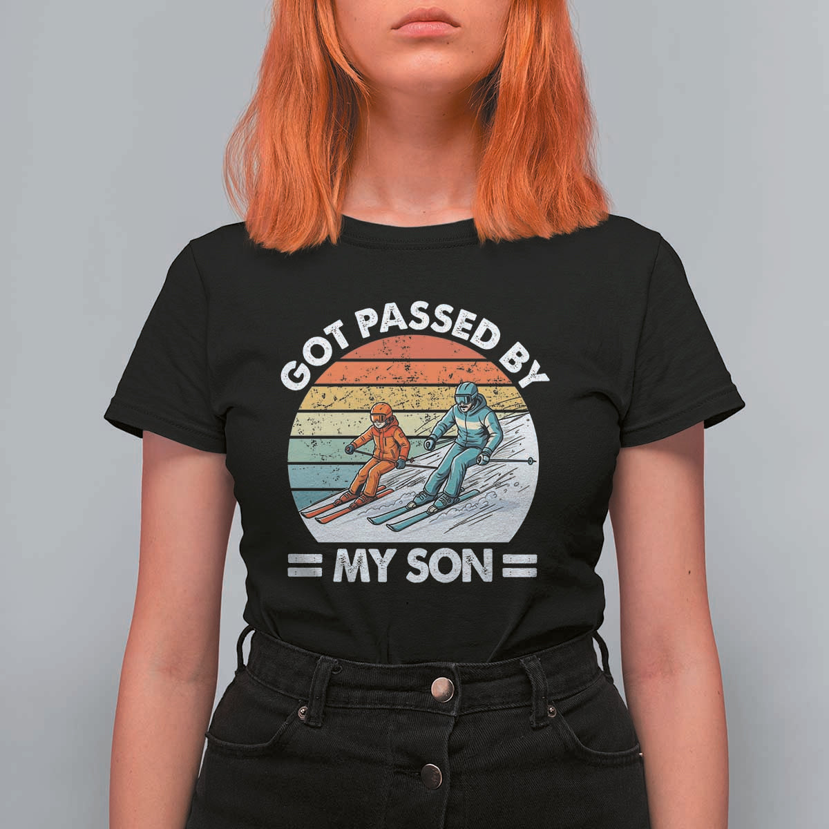 Funny Ski Dad T Shirt For Women Got Passed By My Son Retro Vintage - Wonder Print Shop