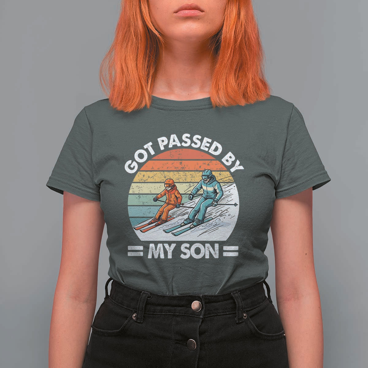 Funny Ski Dad T Shirt For Women Got Passed By My Son Retro Vintage - Wonder Print Shop