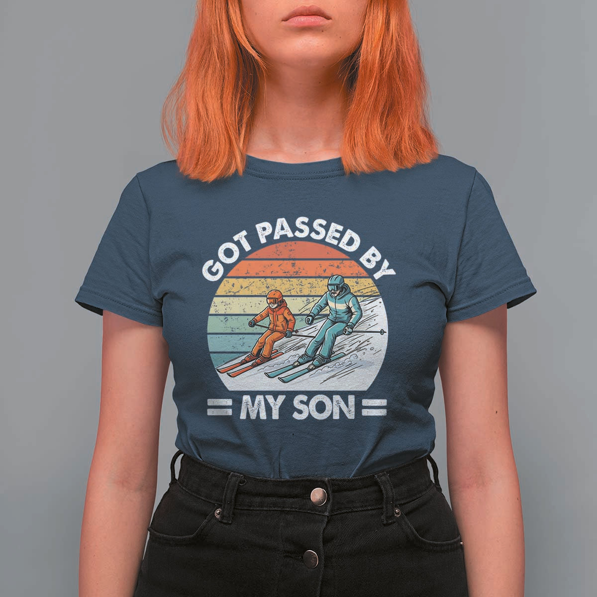 Funny Ski Dad T Shirt For Women Got Passed By My Son Retro Vintage - Wonder Print Shop