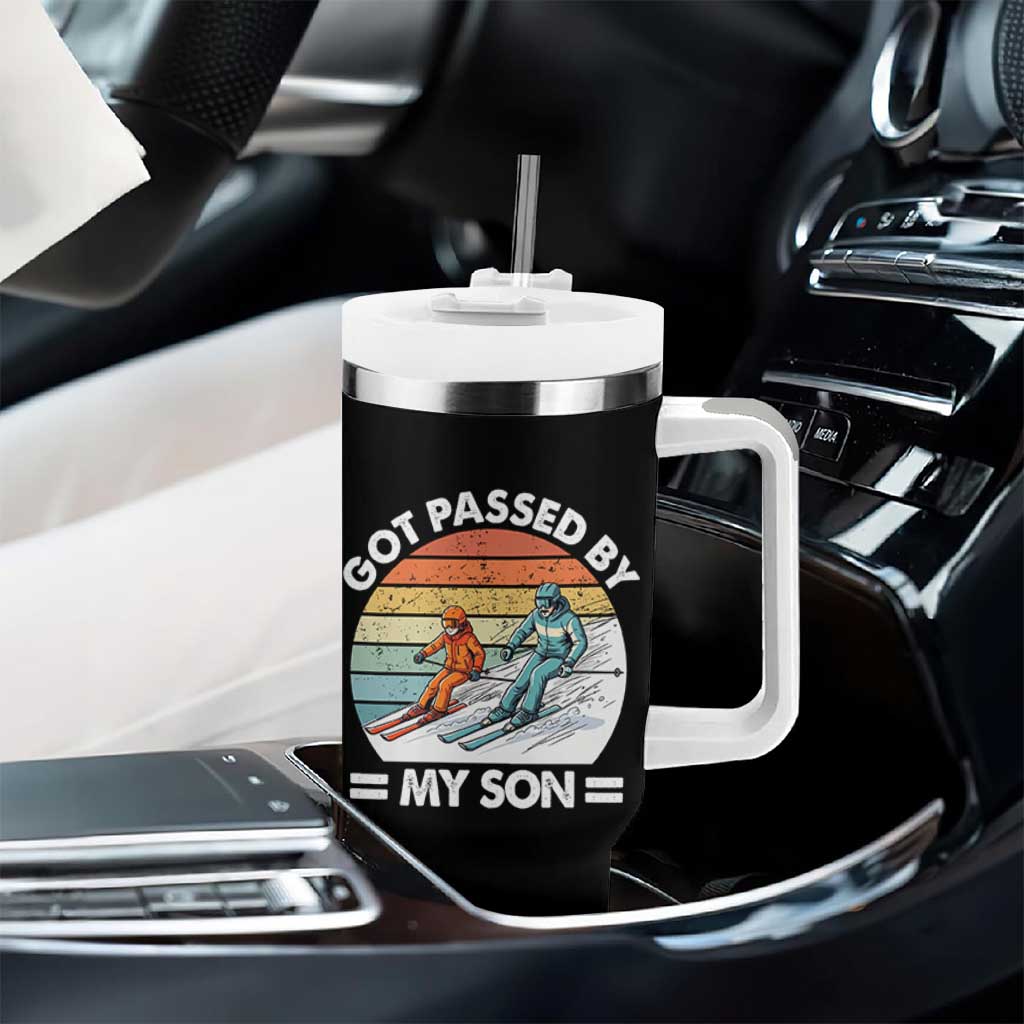 Funny Ski Dad Tumbler With Handle Got Passed By My Son Retro Vintage - Wonder Print Shop