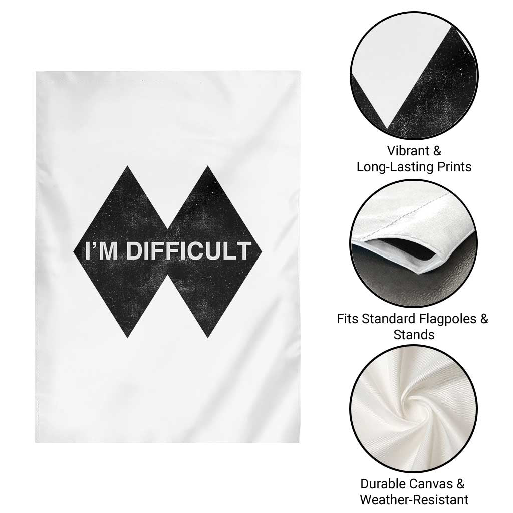 Funny I Am Difficult Double Black Diamond Ski Snowboard Garden Flag - Wonder Print Shop