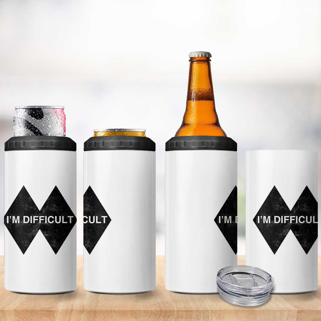 Funny I Am Difficult Double Black Diamond Ski Snowboard 4 in 1 Can Cooler Tumbler - Wonder Print Shop