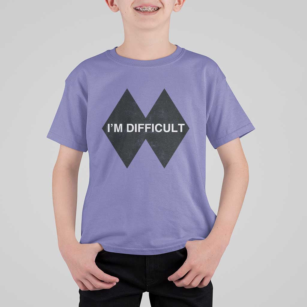 Funny I Am Difficult Double Black Diamond Ski Snowboard T Shirt For Kid - Wonder Print Shop