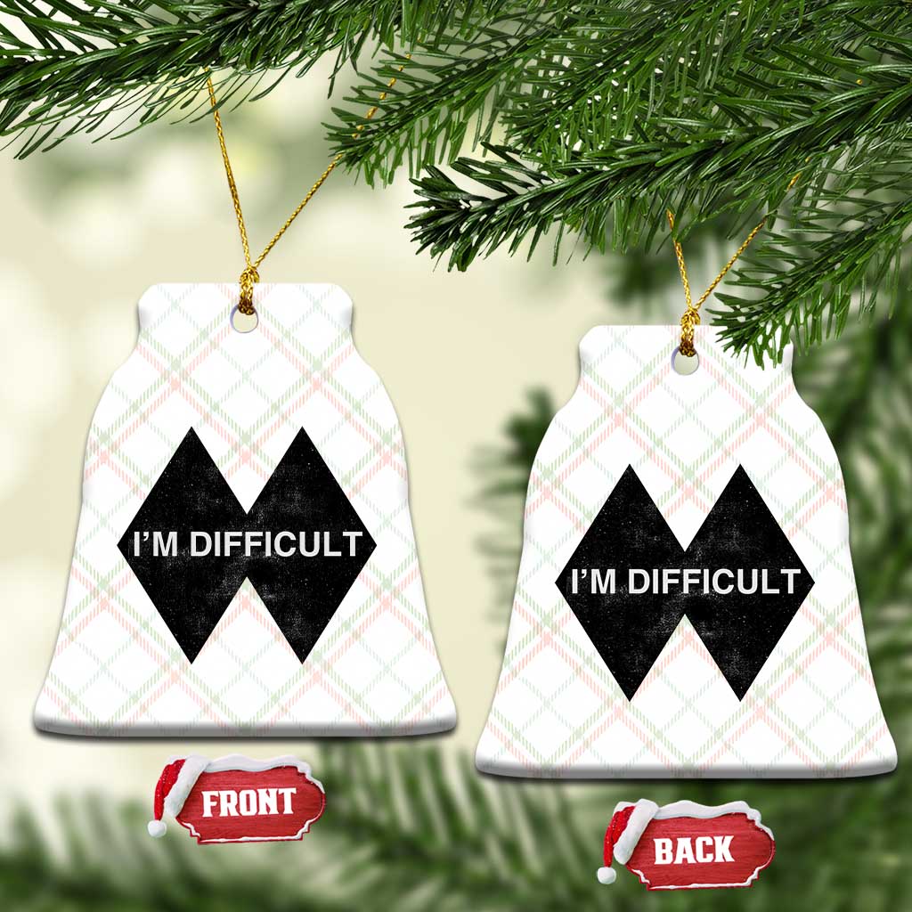 Funny I Am Difficult Double Black Diamond Ski Snowboard Ceramic Ornament - Wonder Print Shop