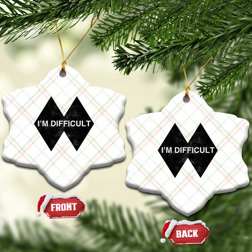 Funny I Am Difficult Double Black Diamond Ski Snowboard Ceramic Ornament - Wonder Print Shop