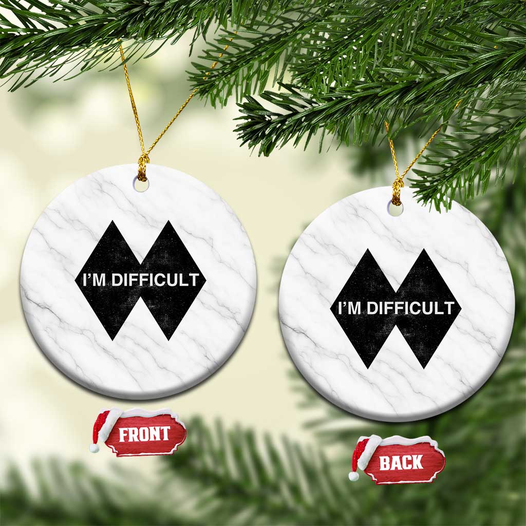Funny I Am Difficult Double Black Diamond Ski Snowboard Ceramic Ornament - Wonder Print Shop