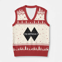 Funny I Am Difficult Double Black Diamond Ski Snowboard V-Neck Knit Sweater Vest - Wonder Print Shop
