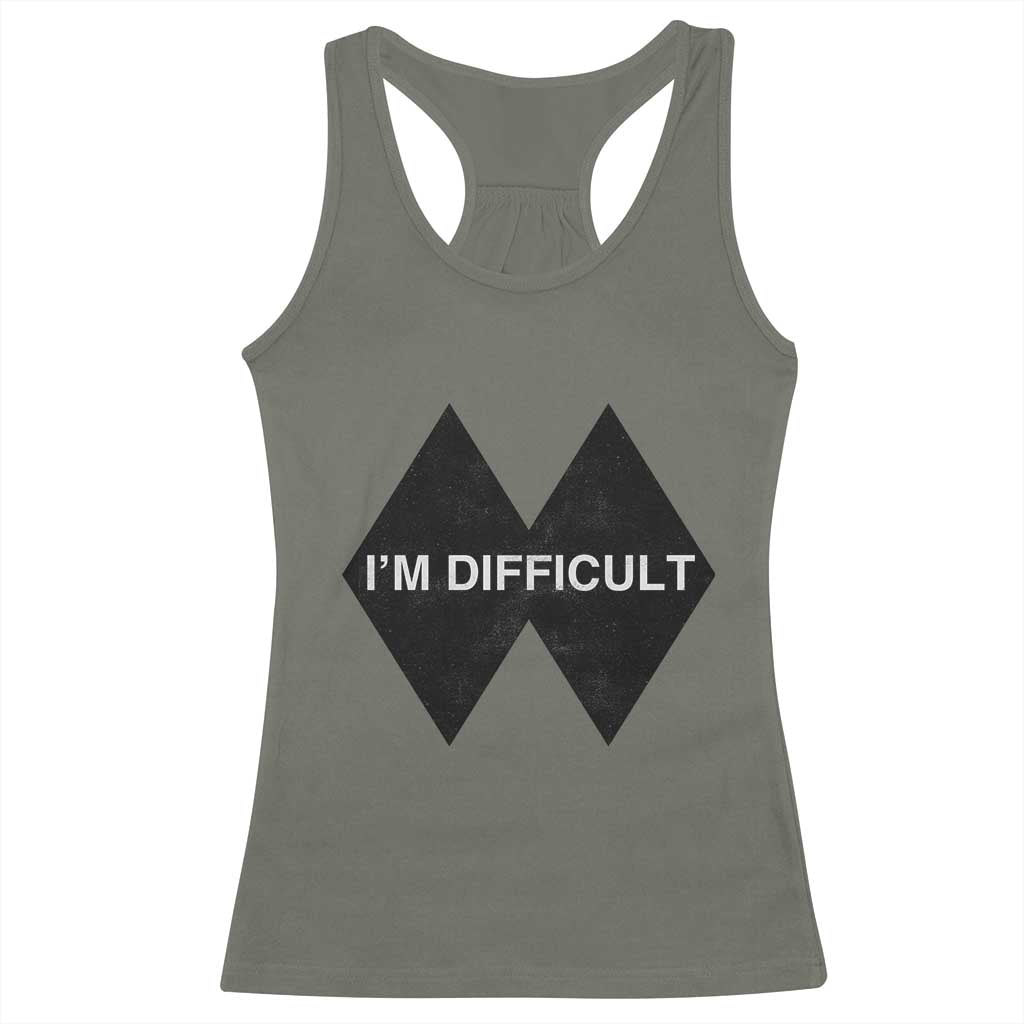 Funny I Am Difficult Double Black Diamond Ski Snowboard Racerback Tank Top - Wonder Print Shop