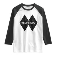 Funny I Am Difficult Double Black Diamond Ski Snowboard Raglan Shirt - Wonder Print Shop