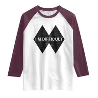 Funny I Am Difficult Double Black Diamond Ski Snowboard Raglan Shirt - Wonder Print Shop