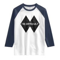 Funny I Am Difficult Double Black Diamond Ski Snowboard Raglan Shirt - Wonder Print Shop