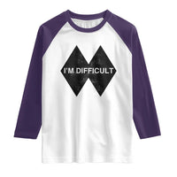 Funny I Am Difficult Double Black Diamond Ski Snowboard Raglan Shirt - Wonder Print Shop