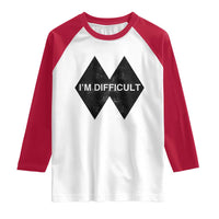 Funny I Am Difficult Double Black Diamond Ski Snowboard Raglan Shirt - Wonder Print Shop