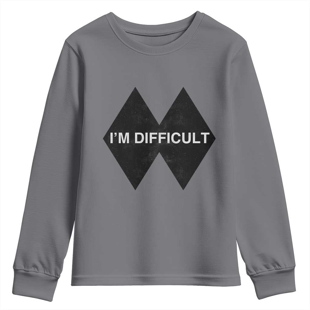 Funny I Am Difficult Double Black Diamond Ski Snowboard Youth Sweatshirt - Wonder Print Shop