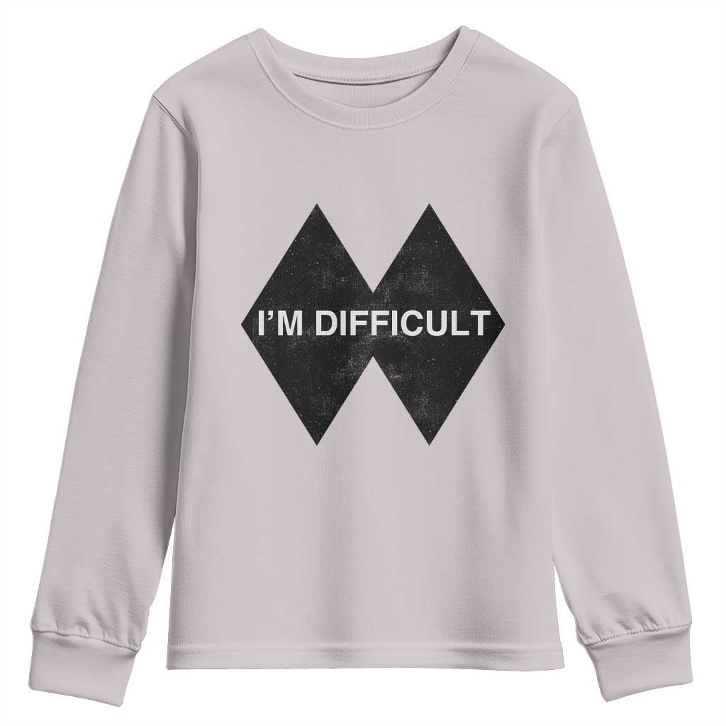 Funny I Am Difficult Double Black Diamond Ski Snowboard Youth Sweatshirt - Wonder Print Shop