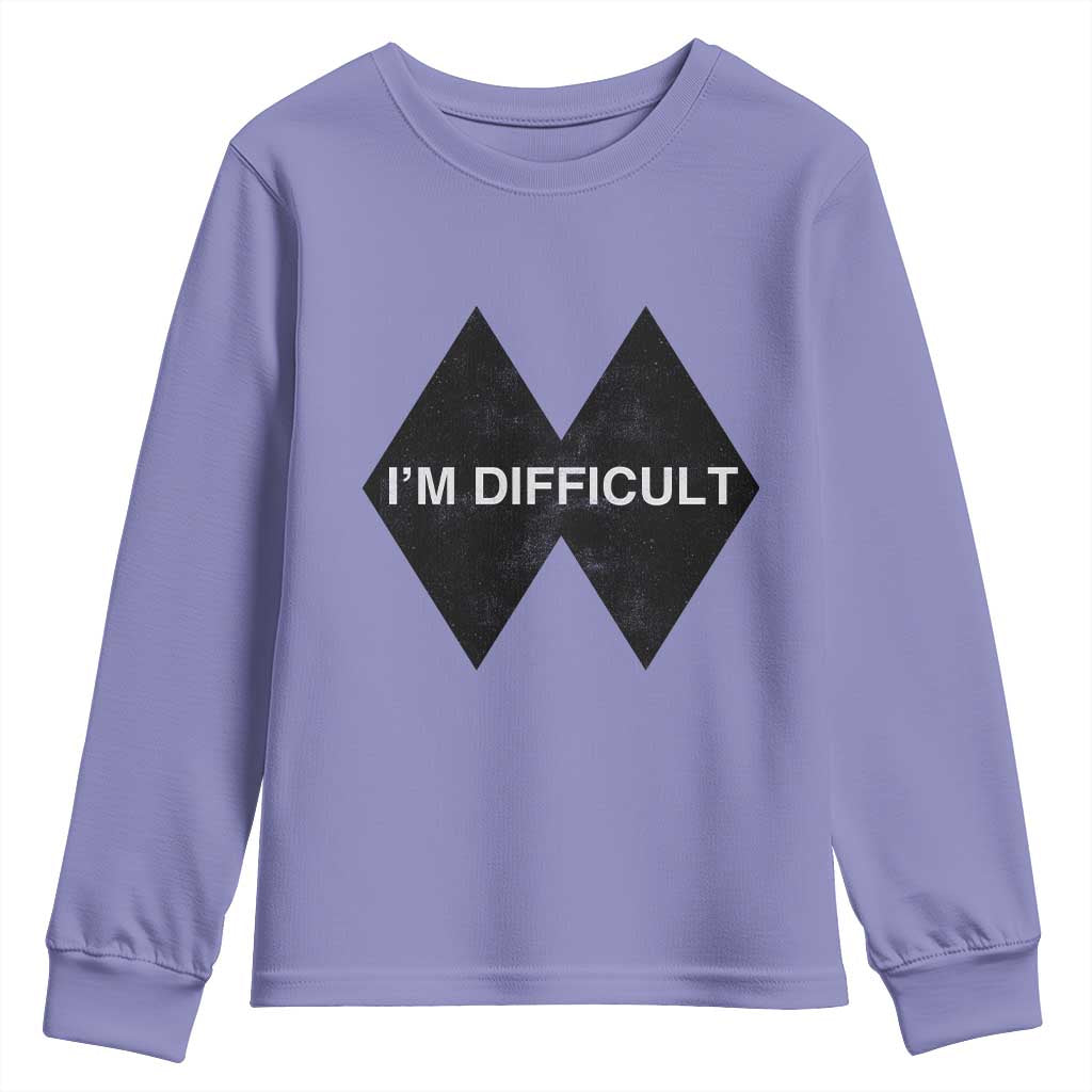 Funny I Am Difficult Double Black Diamond Ski Snowboard Youth Sweatshirt - Wonder Print Shop