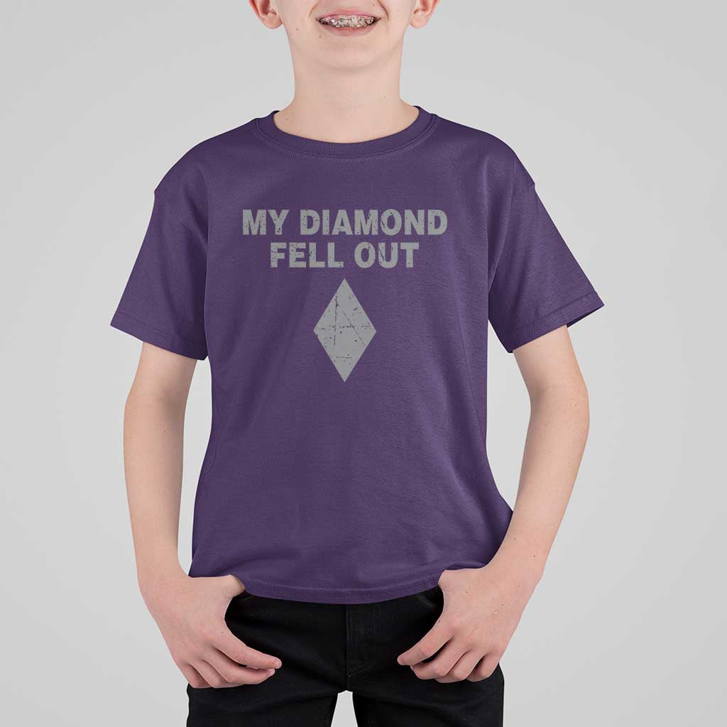 Funny Skiing Snowboarding T Shirt For Kid My Diamond Fell Out Ski Puns Double Black Diamond - Wonder Print Shop