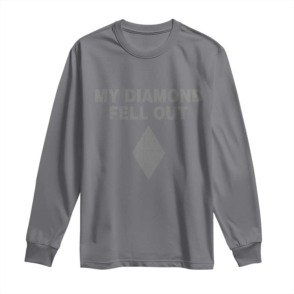 Funny Skiing Snowboarding Long Sleeve Shirt My Diamond Fell Out Ski Puns Double Black Diamond - Wonder Print Shop