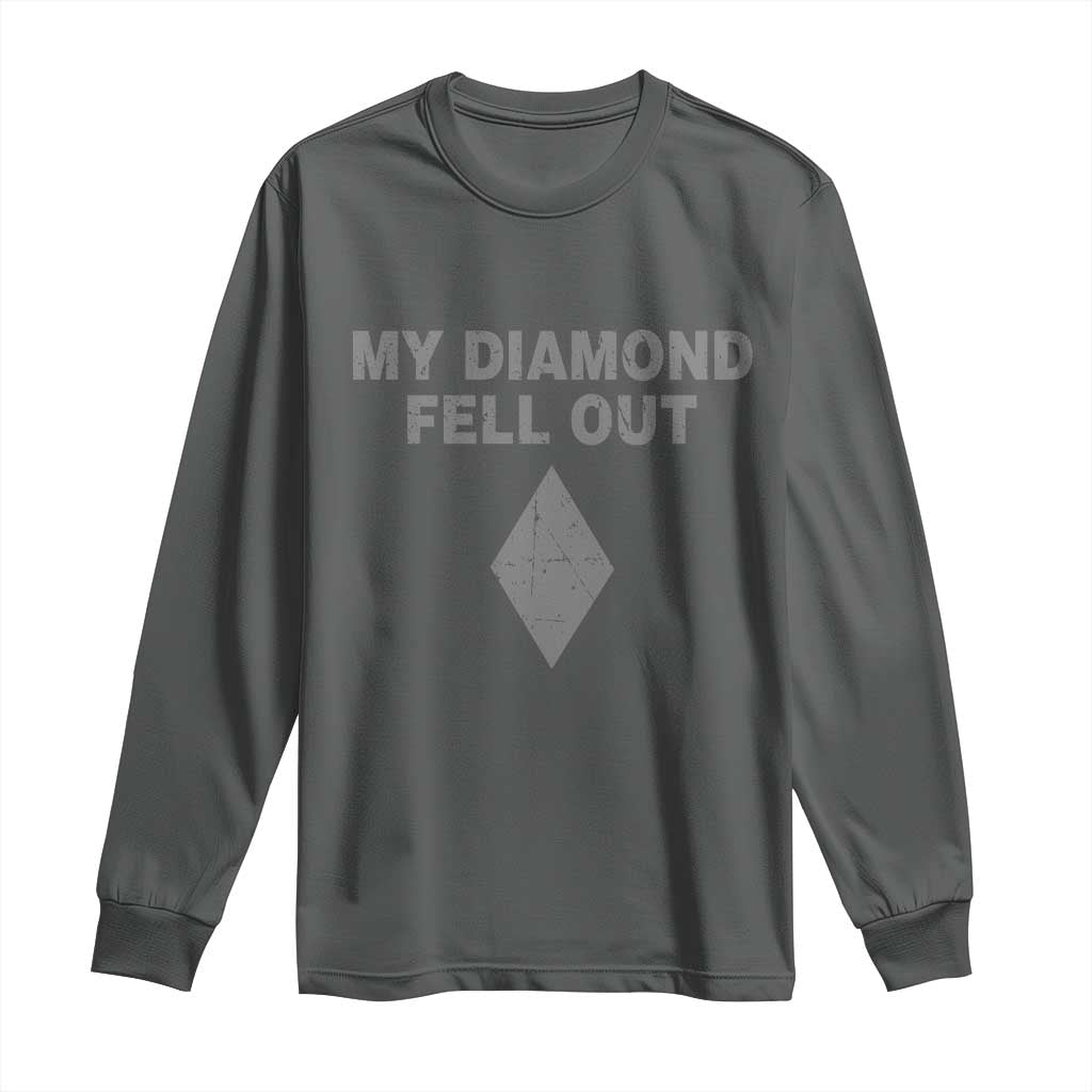 Funny Skiing Snowboarding Long Sleeve Shirt My Diamond Fell Out Ski Puns Double Black Diamond - Wonder Print Shop