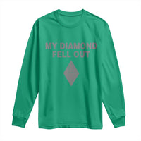 Funny Skiing Snowboarding Long Sleeve Shirt My Diamond Fell Out Ski Puns Double Black Diamond - Wonder Print Shop