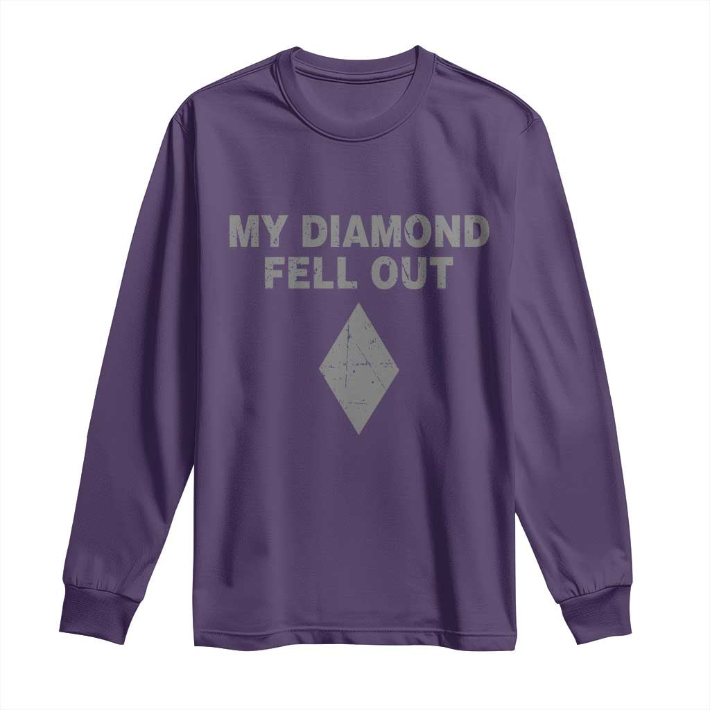 Funny Skiing Snowboarding Long Sleeve Shirt My Diamond Fell Out Ski Puns Double Black Diamond - Wonder Print Shop