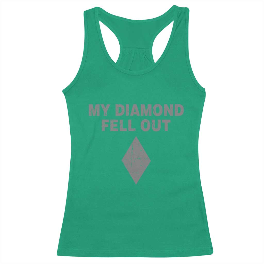 Funny Skiing Snowboarding Racerback Tank Top My Diamond Fell Out Ski Puns Double Black Diamond - Wonder Print Shop