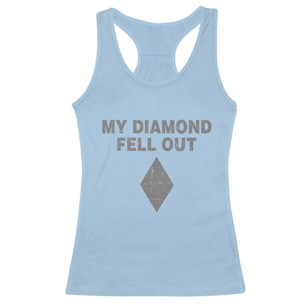 Funny Skiing Snowboarding Racerback Tank Top My Diamond Fell Out Ski Puns Double Black Diamond - Wonder Print Shop