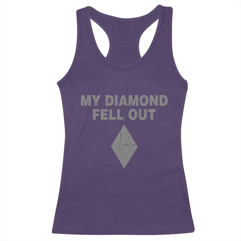 Funny Skiing Snowboarding Racerback Tank Top My Diamond Fell Out Ski Puns Double Black Diamond - Wonder Print Shop
