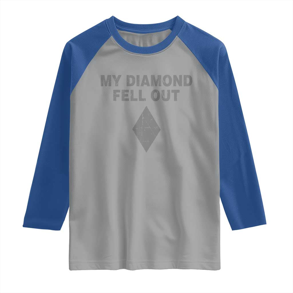 Funny Skiing Snowboarding Raglan Shirt My Diamond Fell Out Ski Puns Double Black Diamond - Wonder Print Shop