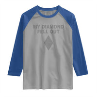 Funny Skiing Snowboarding Raglan Shirt My Diamond Fell Out Ski Puns Double Black Diamond - Wonder Print Shop
