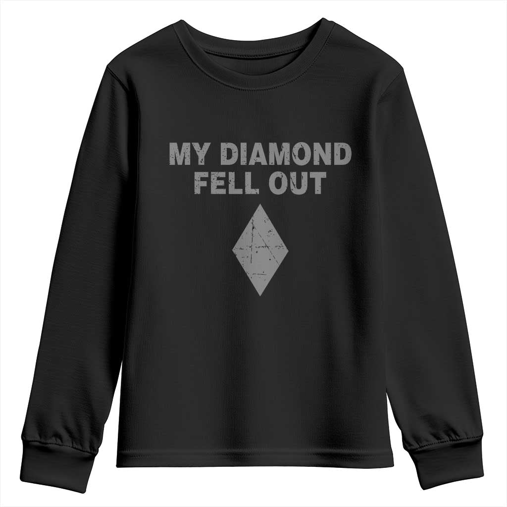 Funny Skiing Snowboarding Youth Sweatshirt My Diamond Fell Out Ski Puns Double Black Diamond - Wonder Print Shop
