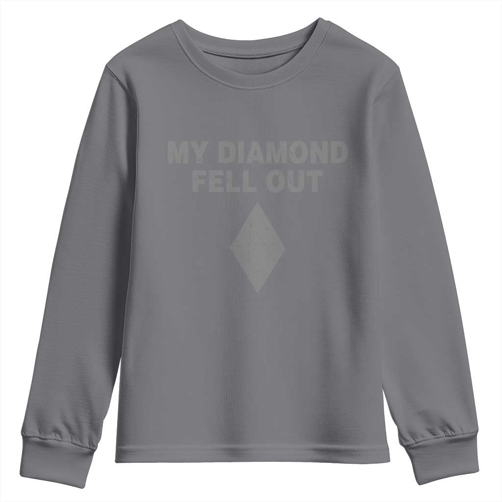 Funny Skiing Snowboarding Youth Sweatshirt My Diamond Fell Out Ski Puns Double Black Diamond - Wonder Print Shop