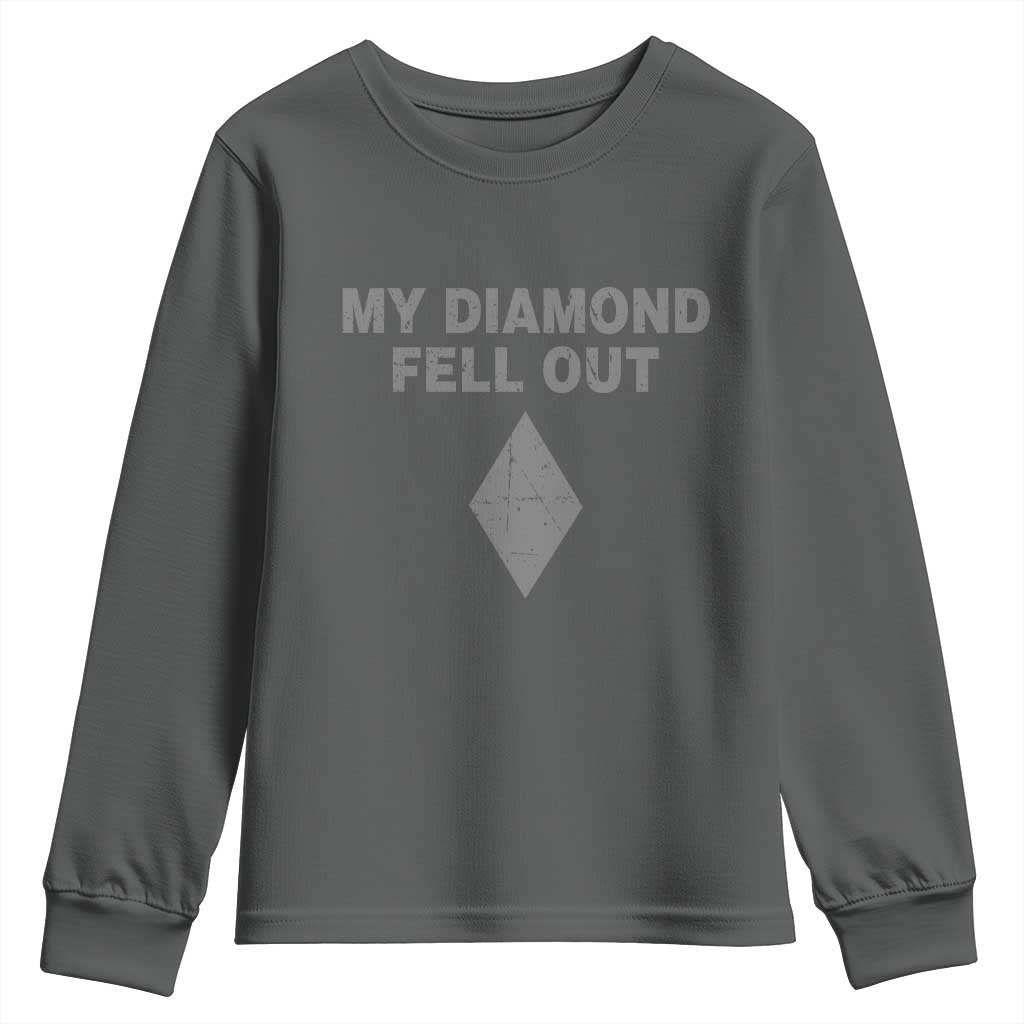 Funny Skiing Snowboarding Youth Sweatshirt My Diamond Fell Out Ski Puns Double Black Diamond - Wonder Print Shop