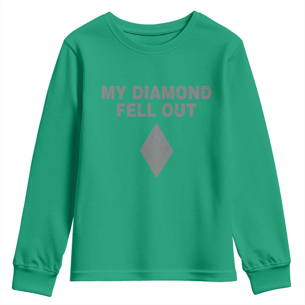 Funny Skiing Snowboarding Youth Sweatshirt My Diamond Fell Out Ski Puns Double Black Diamond - Wonder Print Shop