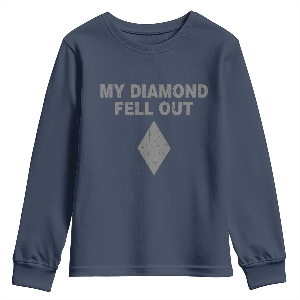 Funny Skiing Snowboarding Youth Sweatshirt My Diamond Fell Out Ski Puns Double Black Diamond - Wonder Print Shop