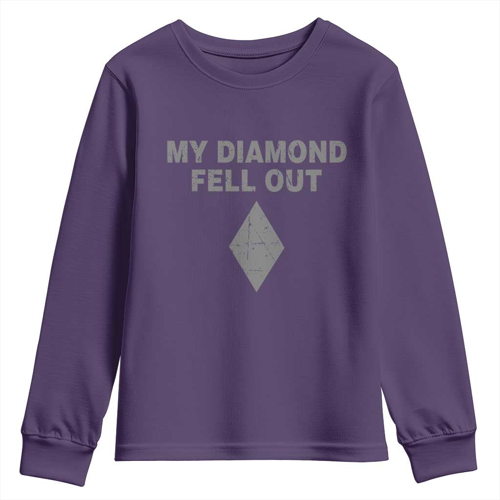 Funny Skiing Snowboarding Youth Sweatshirt My Diamond Fell Out Ski Puns Double Black Diamond - Wonder Print Shop