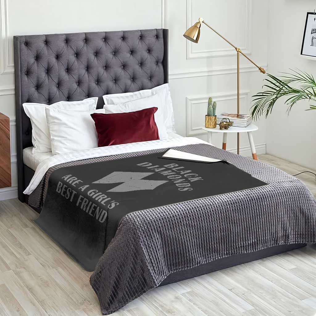 Funny Black Diamonds Are A Girls Best Friend Snow Skiing Throw Blanket